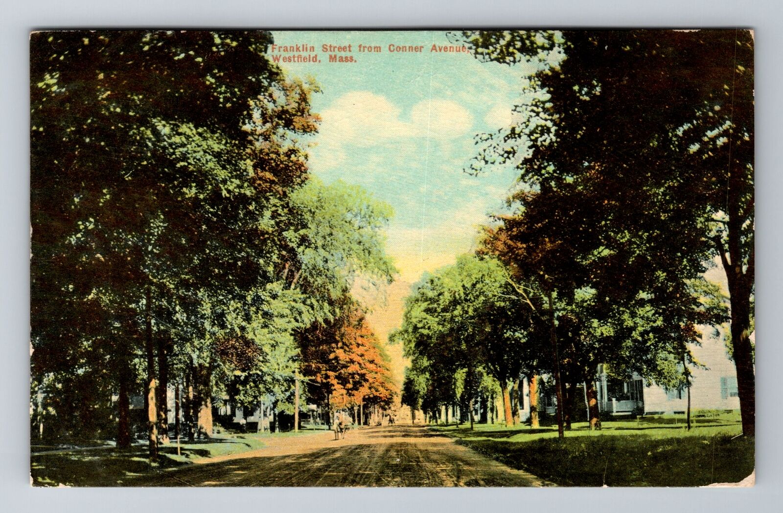 Westfield, MA-Massachusetts, Franklin Street Antique c1910, Vintage Postcard