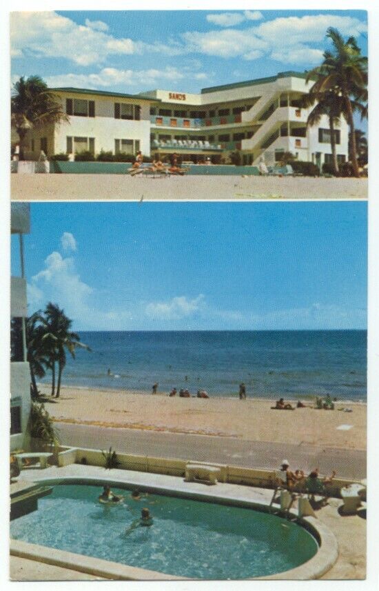 Hollywood Beach FL Sands Apartment Motel Postcard Florida