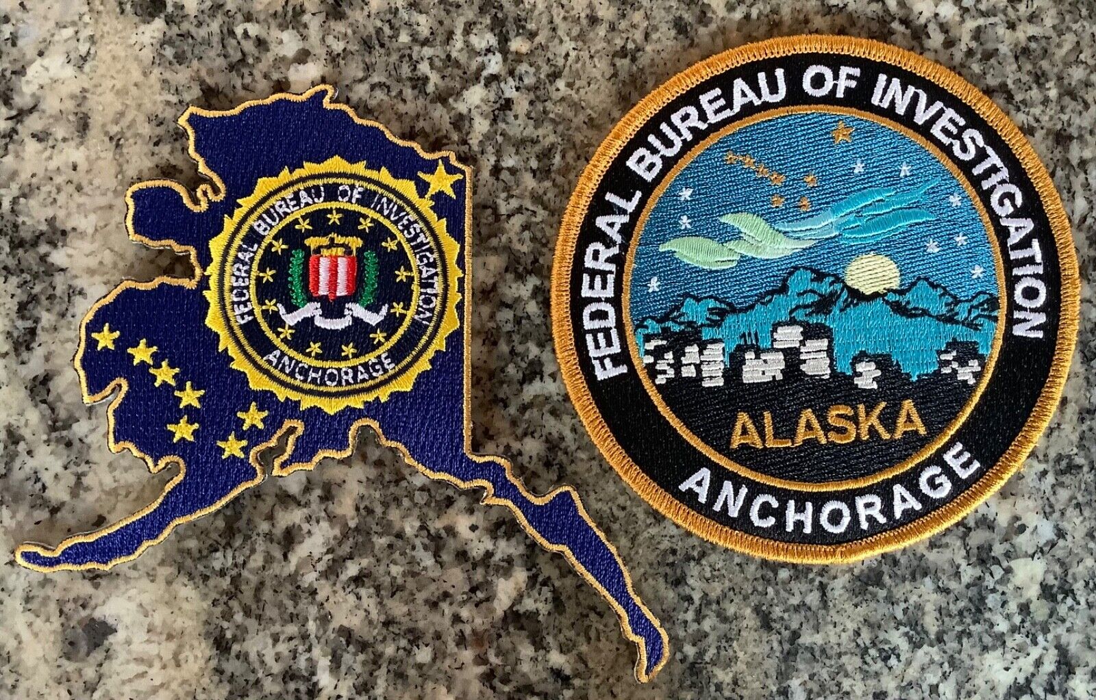 2 FBI Patch Set ALASKA Last Frontier Police Sheriff Marshal SWAT CIA Unique Rare