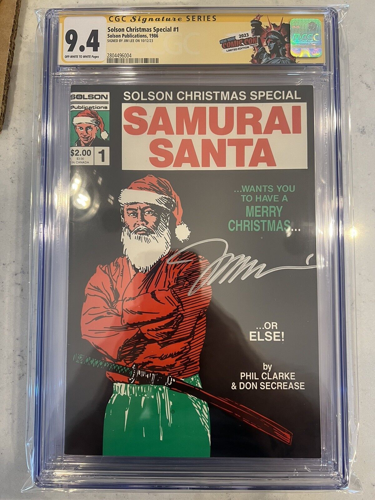SOLSON CHRISTMAS SPECIAL #1 CGC SS 9.4 Signed Jim Lee 1st Work (Samurai Santa)