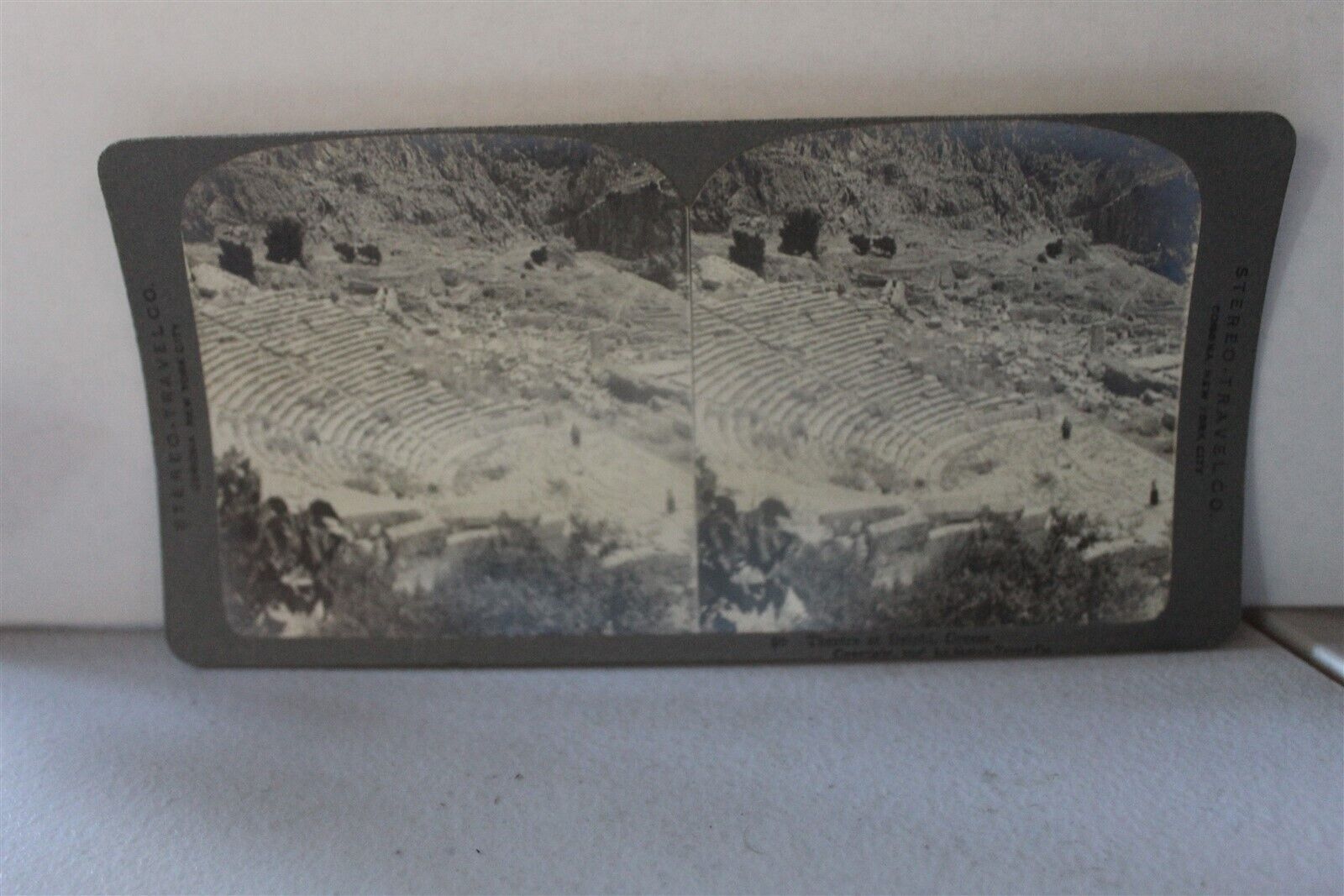 STEREOVIEW GREECE #90 THEATRE AT DELPHI 1908 STEREO-TRAVEL CO