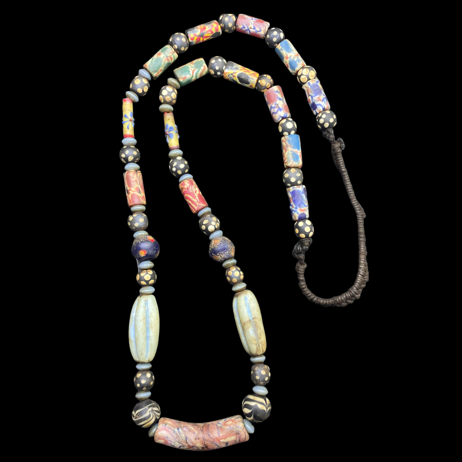 Unique Multi Color Ancient Roman Mosiac Glass Necklace