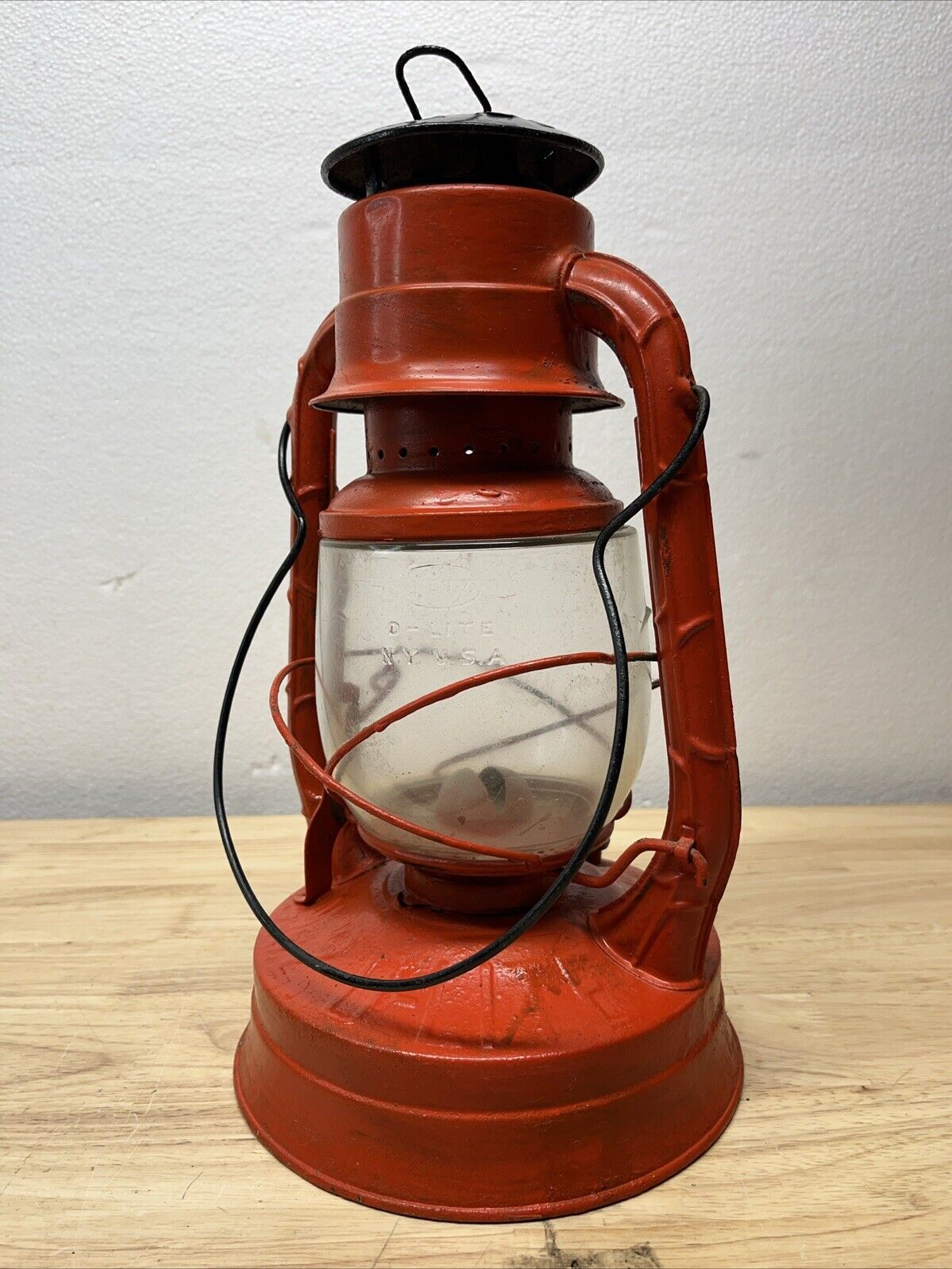 Vintage Dietz Lantern No 2 D-Lite USA NY Lantern Orange Repainted
