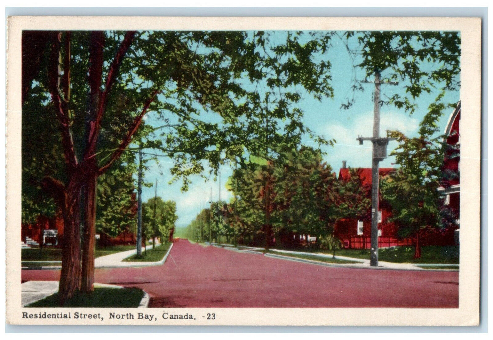 c1920\'s Residential Street North Bay Northeastern Ontario Canada Postcard