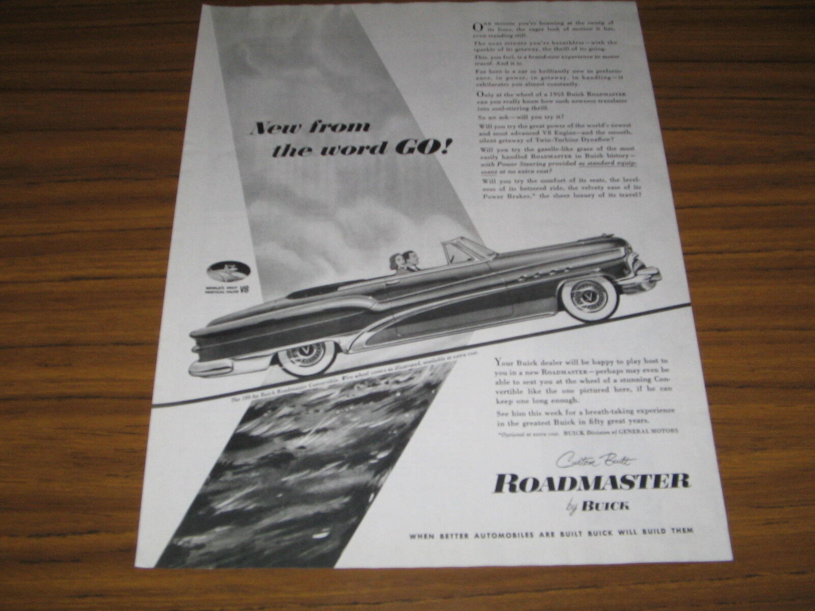 1953 Vintage Ad The 188 HP Buick Roadmaster Convertible Wire Wheel Covers