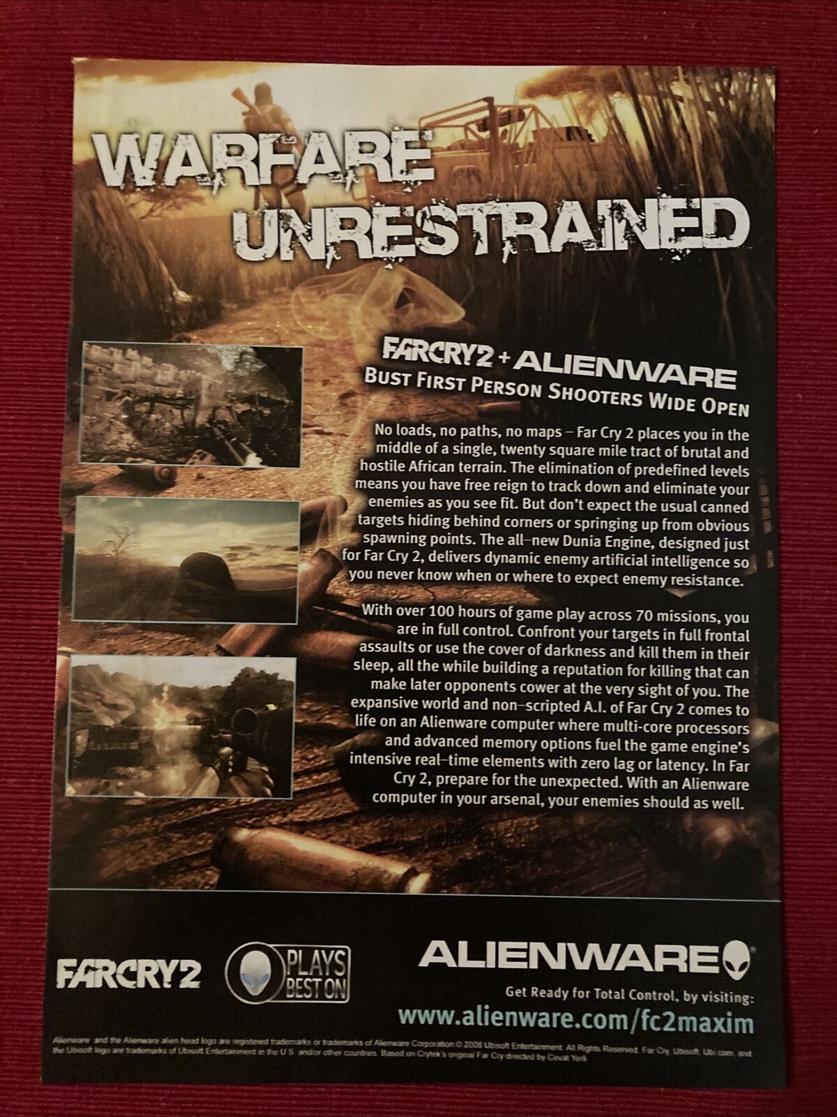 Farcry 2 Alienware 2008 Print Ad Promo Art - Great to Frame