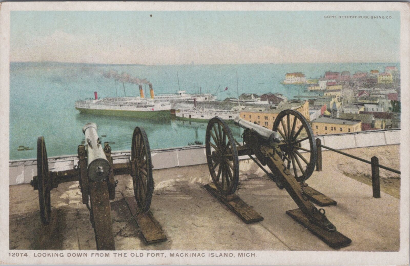 View From The Old Fort Mackinac Island Michigan 1914 Postcard