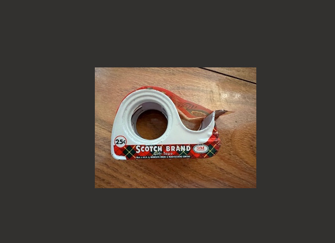 Vintage Scotch Brand MERRY CHRISTMAS Gift Wrap Tape Metal Dispenser Awesome HTF