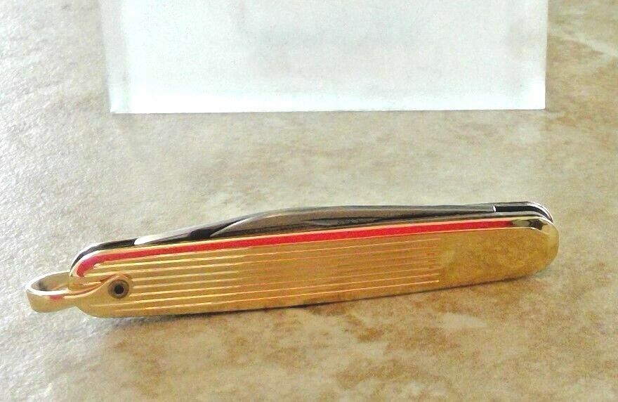 Colibri 2 BLADED lined  gold  POCKET KNIFE new(great for pw chain key) 