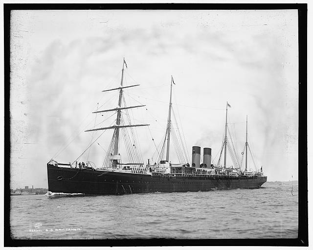SS Britannic,ocean liner,boats,ships,vessels,Detroit Publishing Company,1890