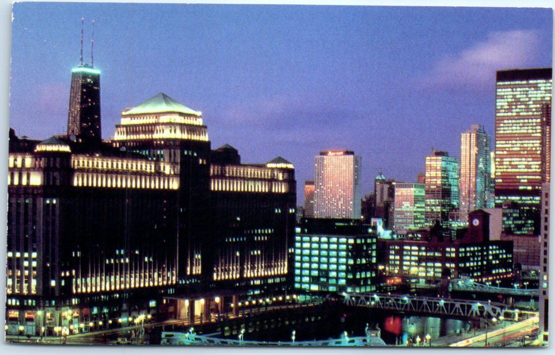 Postcard - View of the City - Buildings and Lights