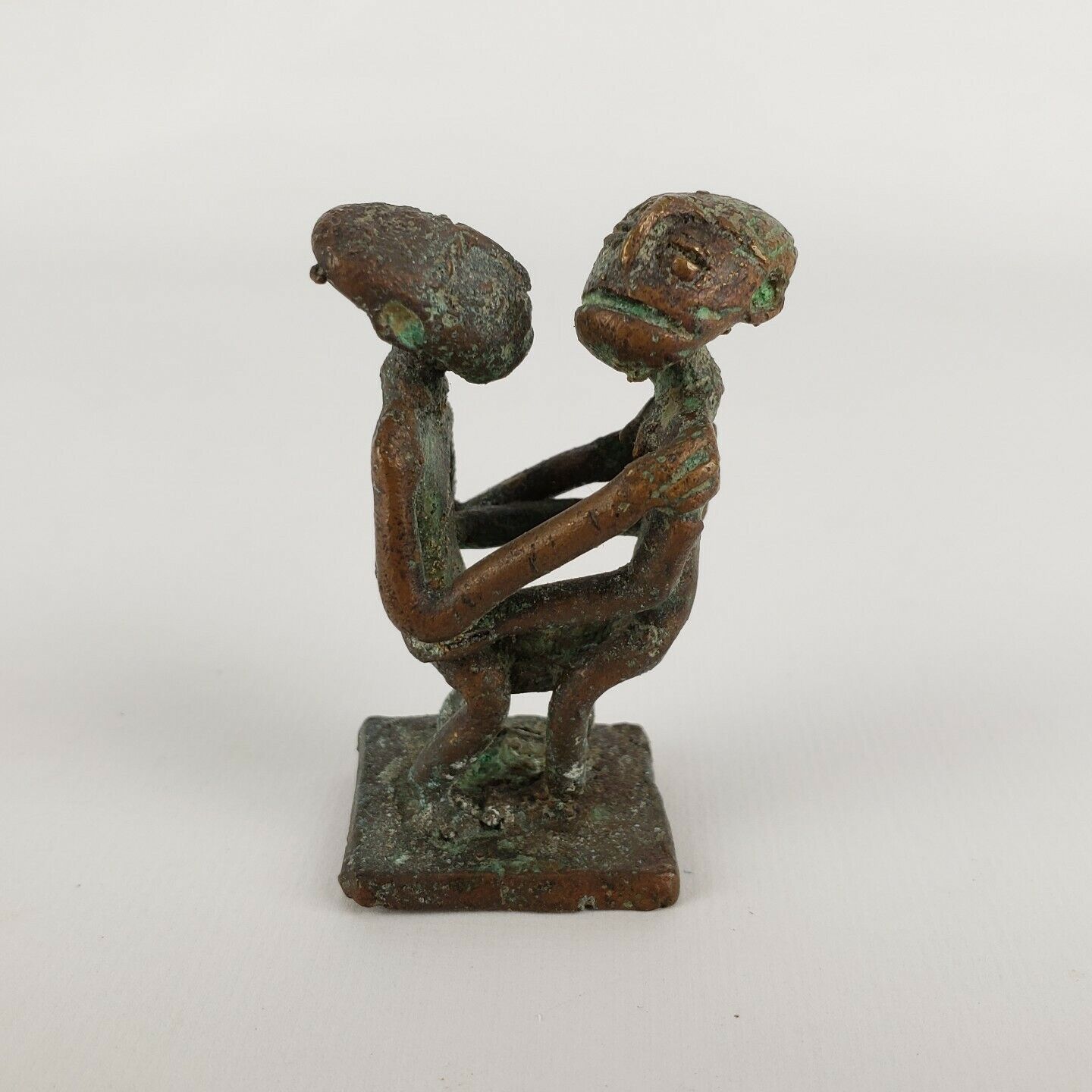 Miniature Bronze-Brass Metal Artist Risque Whimsical Nude Figurine 2.25\