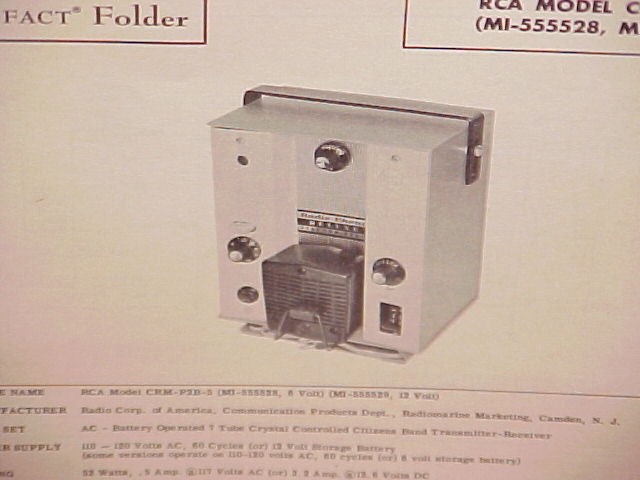 1961 1962 RCA CB RADIO SERVICE MANUAL MODEL CRM-P2B-5 (MI-555528) (MI-555529)