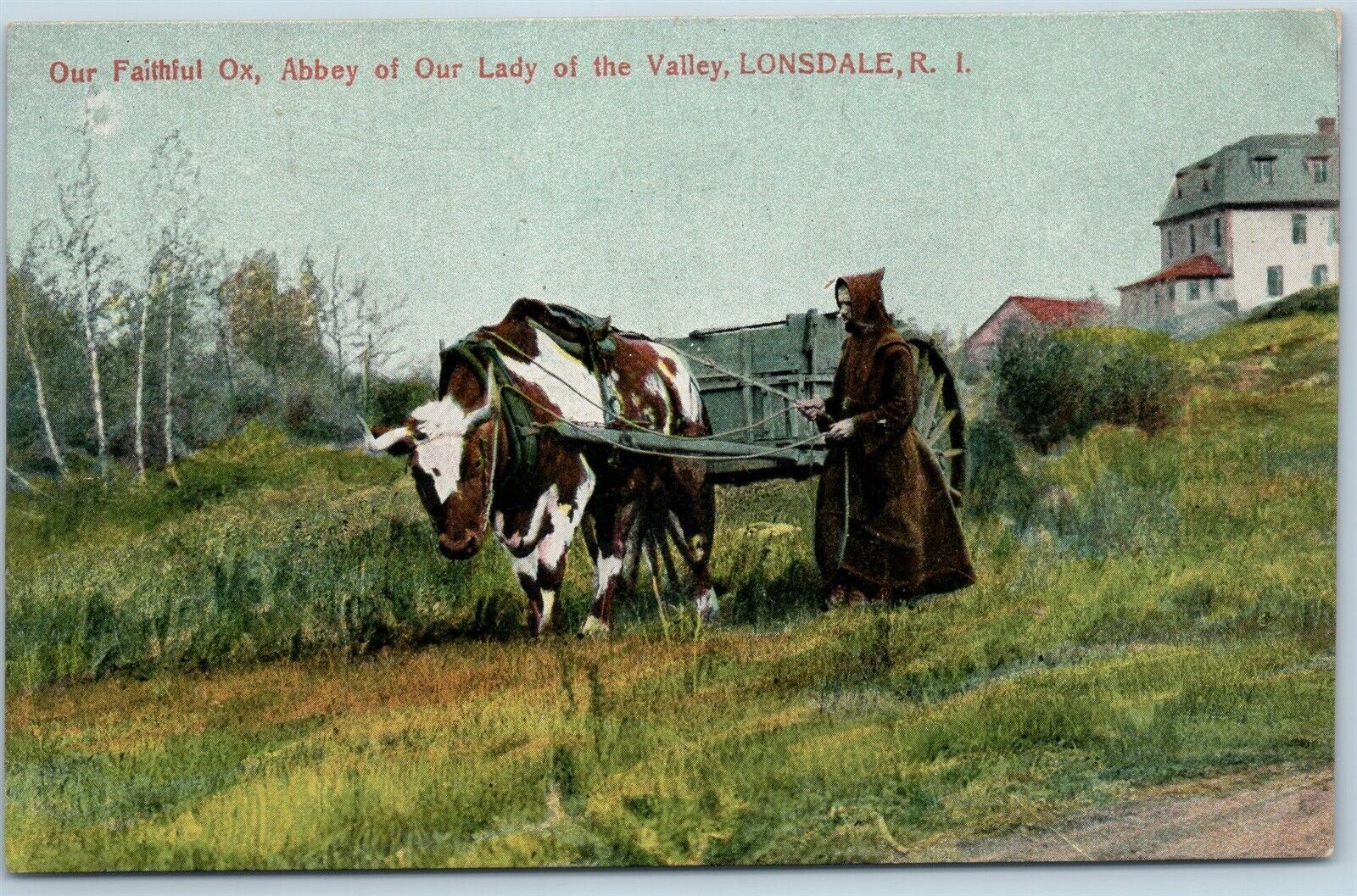 Postcard RI Lonsdale Faithful Ox Abbey Of Our Lady Of The Valley Monk c1908 Q5