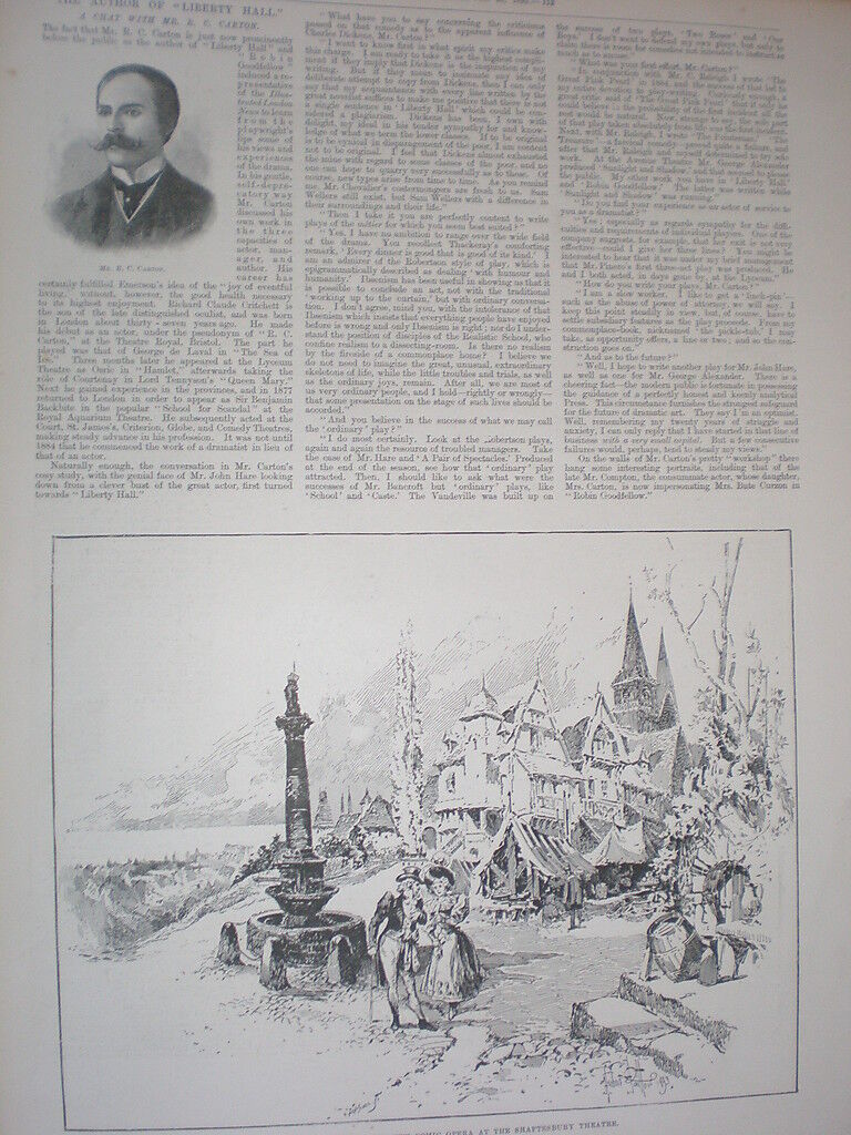 Article interview playwright R C Carton author liberty hall 1893