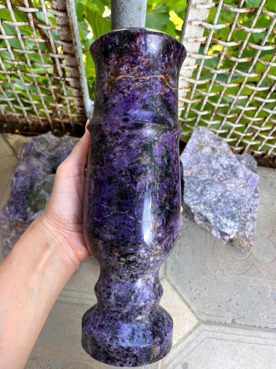 Charoite Gemstone Polished Vase Russian Natural Crystal Mineral 3.8KG 8.3LBS