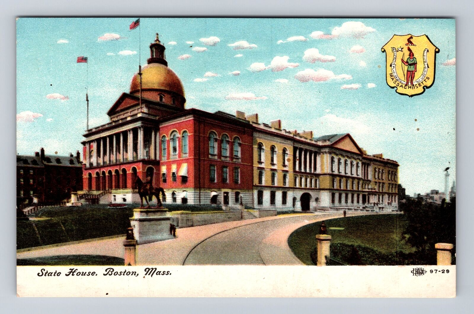 Boston MA- Massachusetts, State House, Antique, Vintage Souvenir Postcard