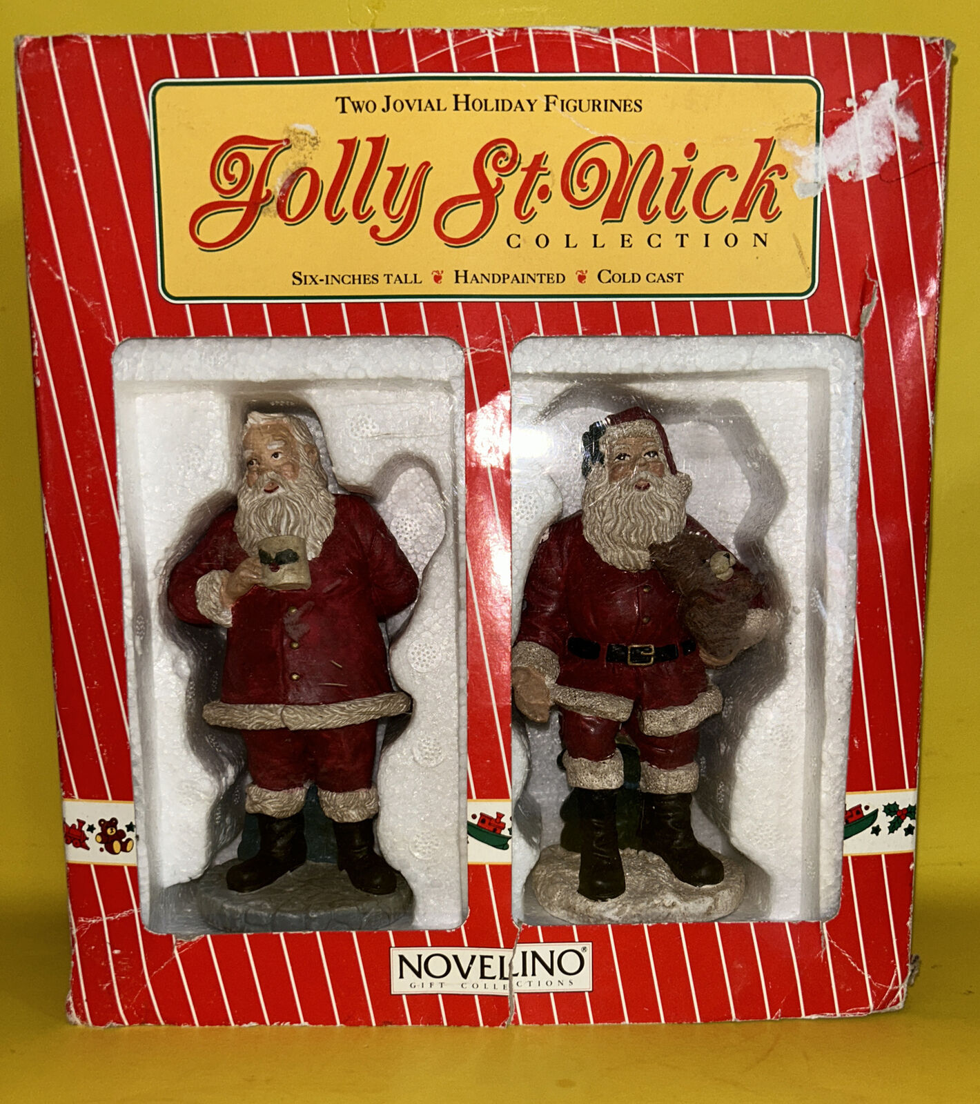 Jolly St Nick Collection Two Jovial Holiday Santa Figurines (AL816B)