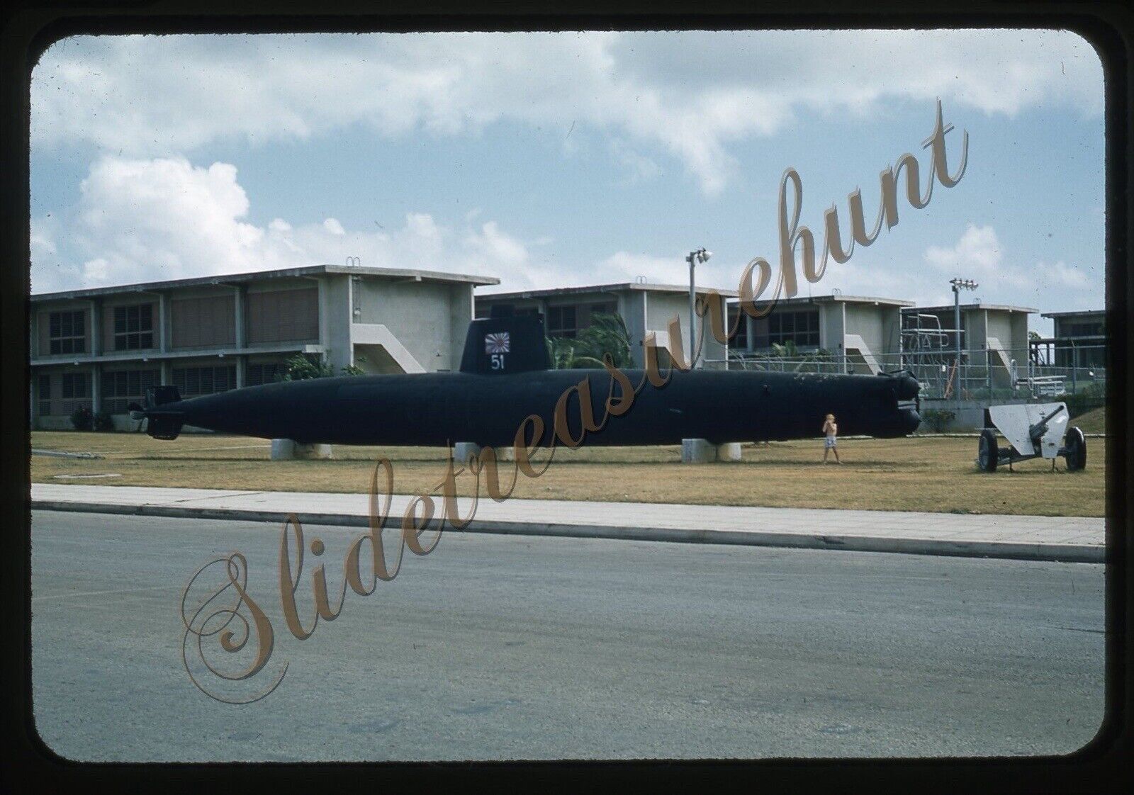 Guam Japanese Submarine 35mm Slide 1950s Red Border Kodachrome