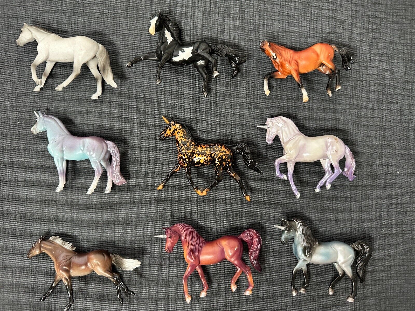 Breyer Mini Horse Unicorns Lot of 9 Horses Toy Variety White Purple Gold Black