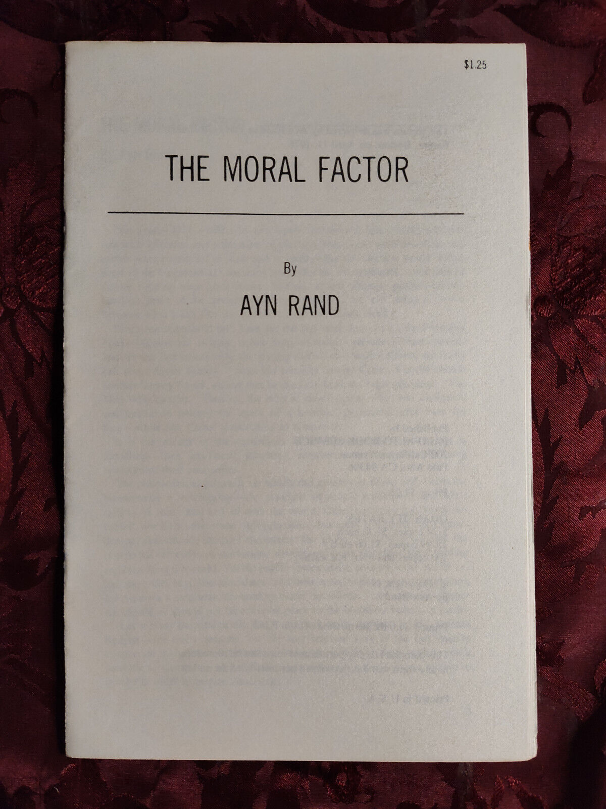 RARE Ayn Rand Objectivist Pamphlet The Moral Factor