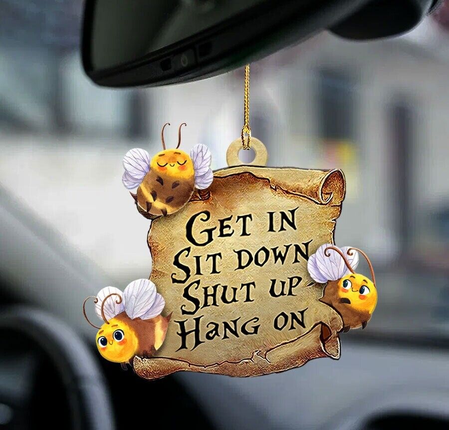 Bee Get In Sit Down Shut Up Hang On Car Ornament, Funny Bee Car Ornament Gift