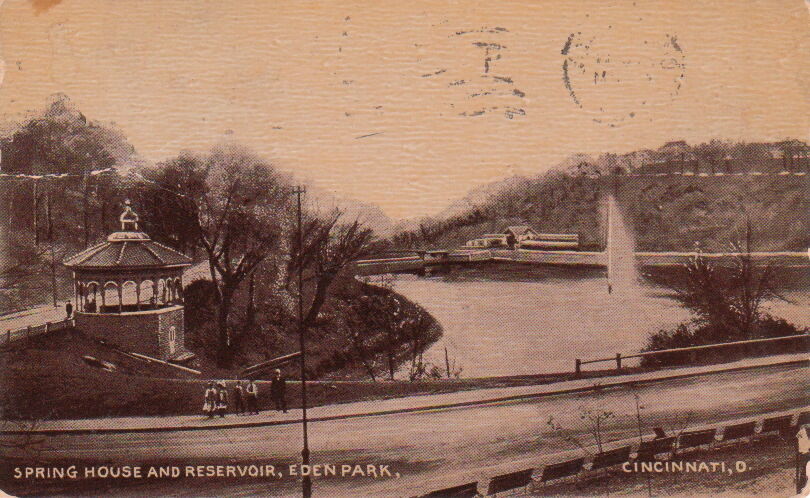  Postcard Spring House and Reservoir Eden Park Cincinnati OH 