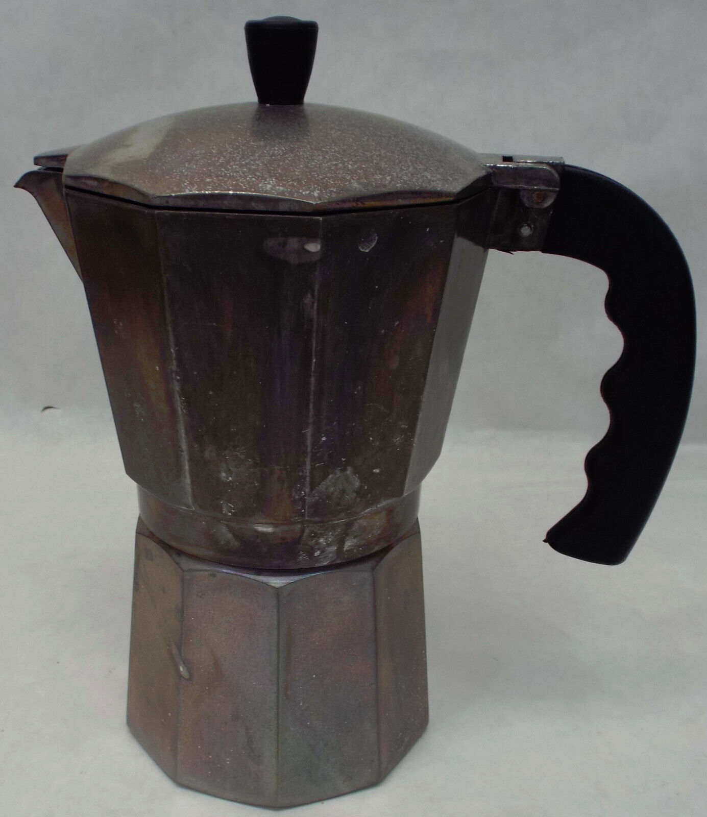 Vintage Style Imusa Metal Espresso Stovetop Percolator Coffee Pot Patina Left