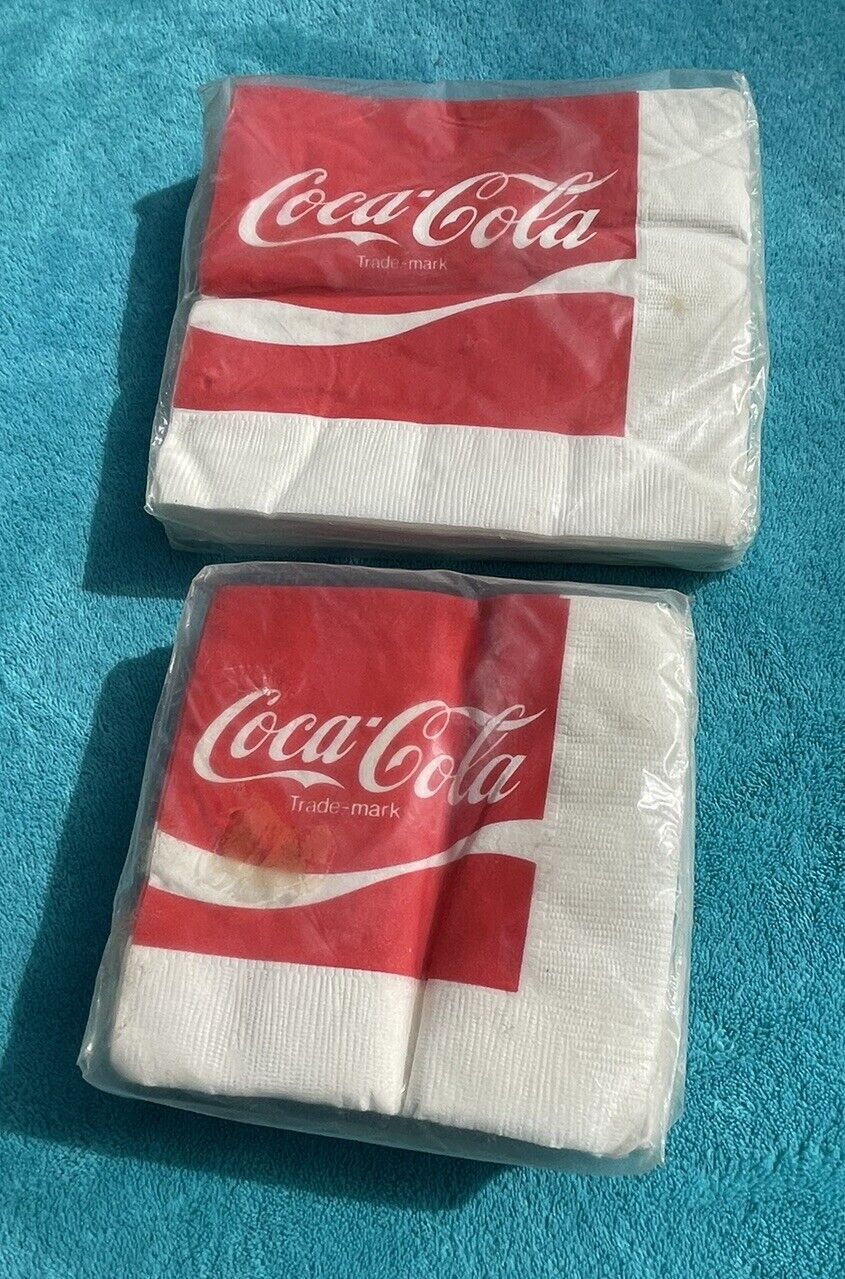 Vtg Coca-Cola Coke Paper Napkins 1 Lunch 32 Ct & 1 Bev 40 Ct #900LN & 900BN NOS