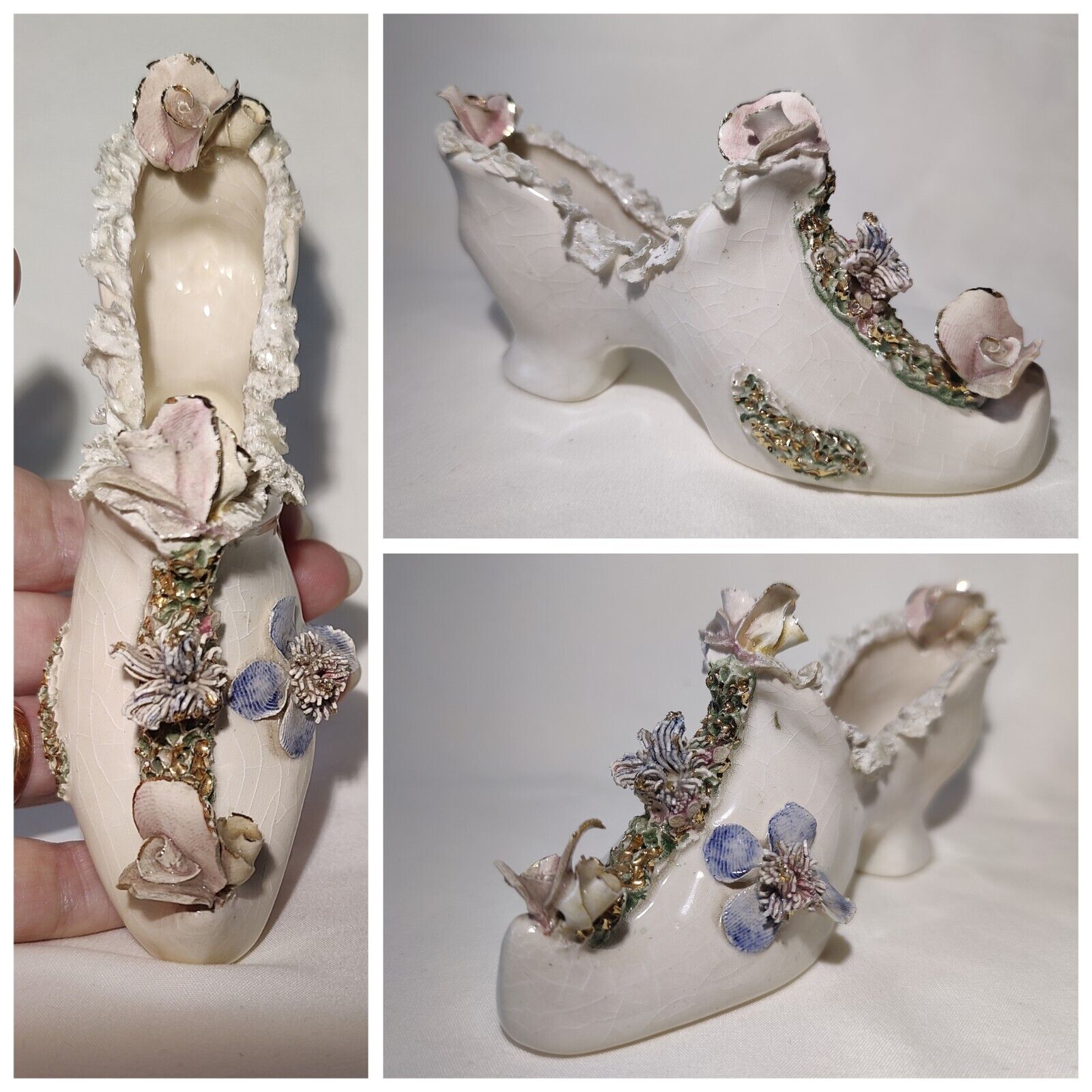 Rare Vtg Ceramic Ladies Miniature Shoe 2,5*5