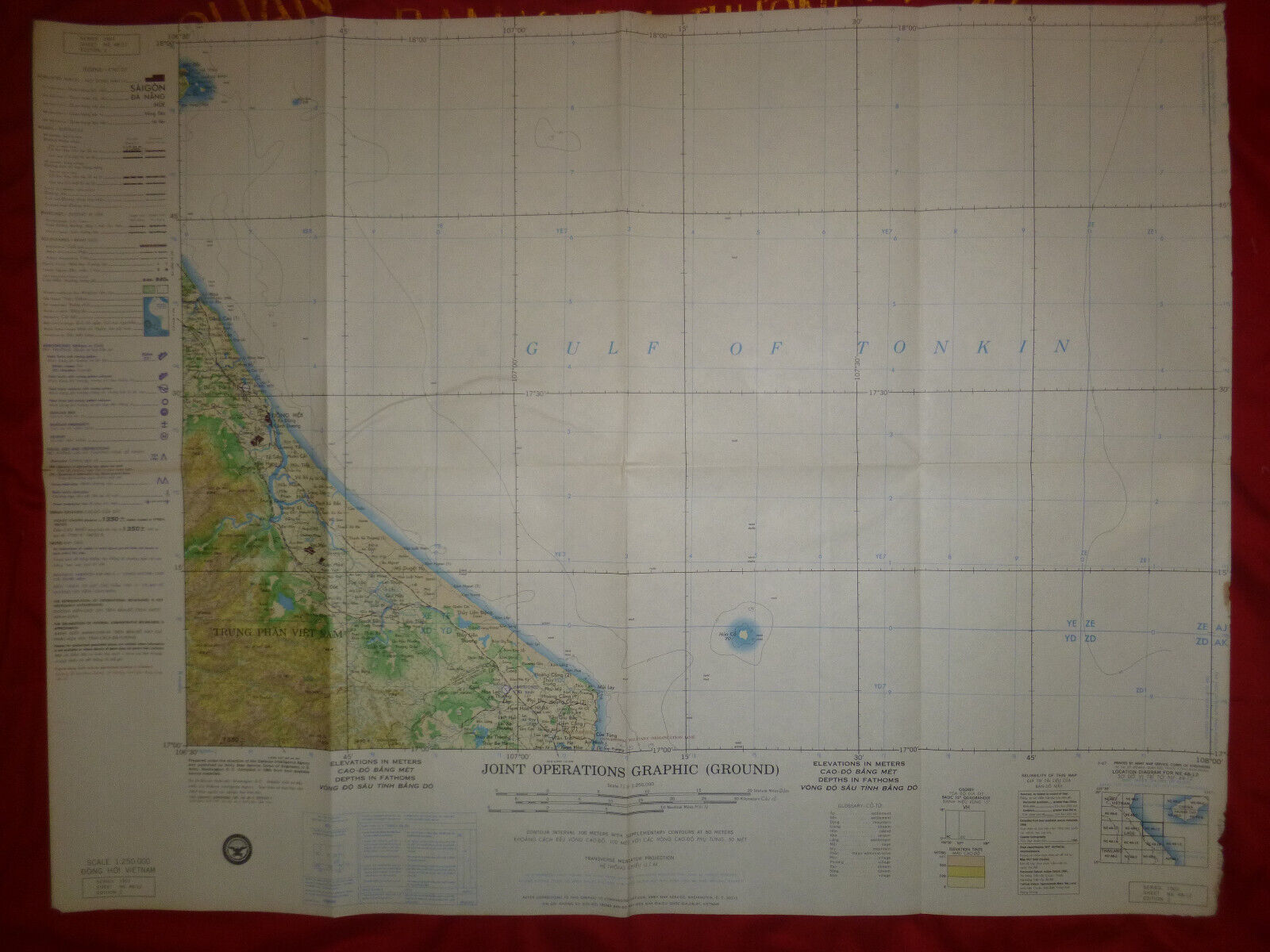 1967 Map - NE-48-12 - DMZ into North VN - Tonkin Gulf - Vietnam War - Quang Binh