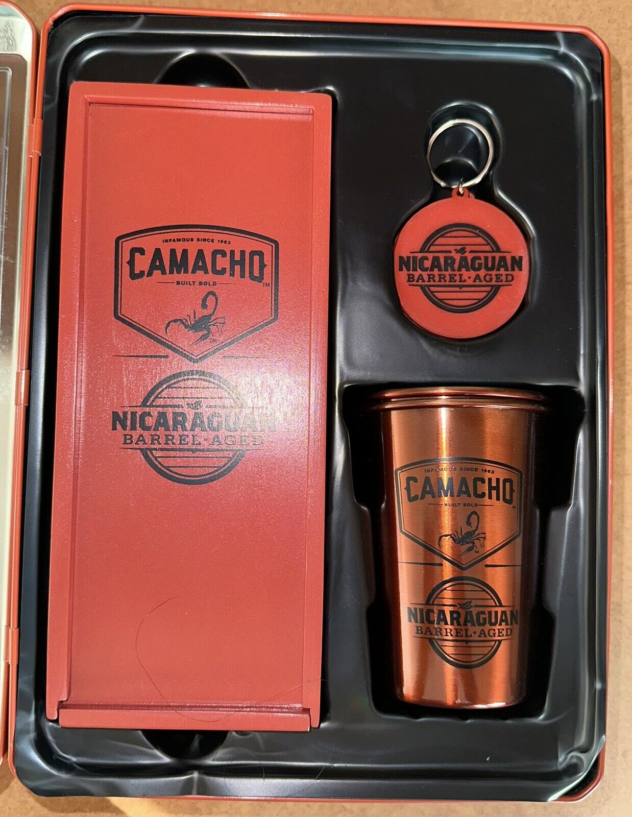 Rare Camacho Limited Edition Domino Set Double 9, 2 Tin Cups, Cigar Punch