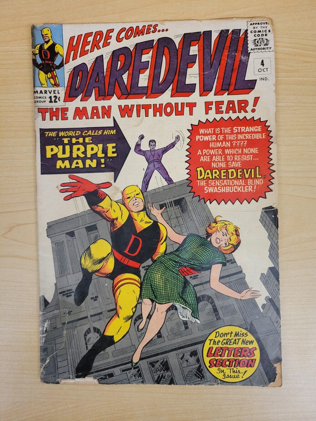 Daredevil #4 Key 1st App Purple Man Cover Stan Lee Jack Kirby (Marvel, 1964)