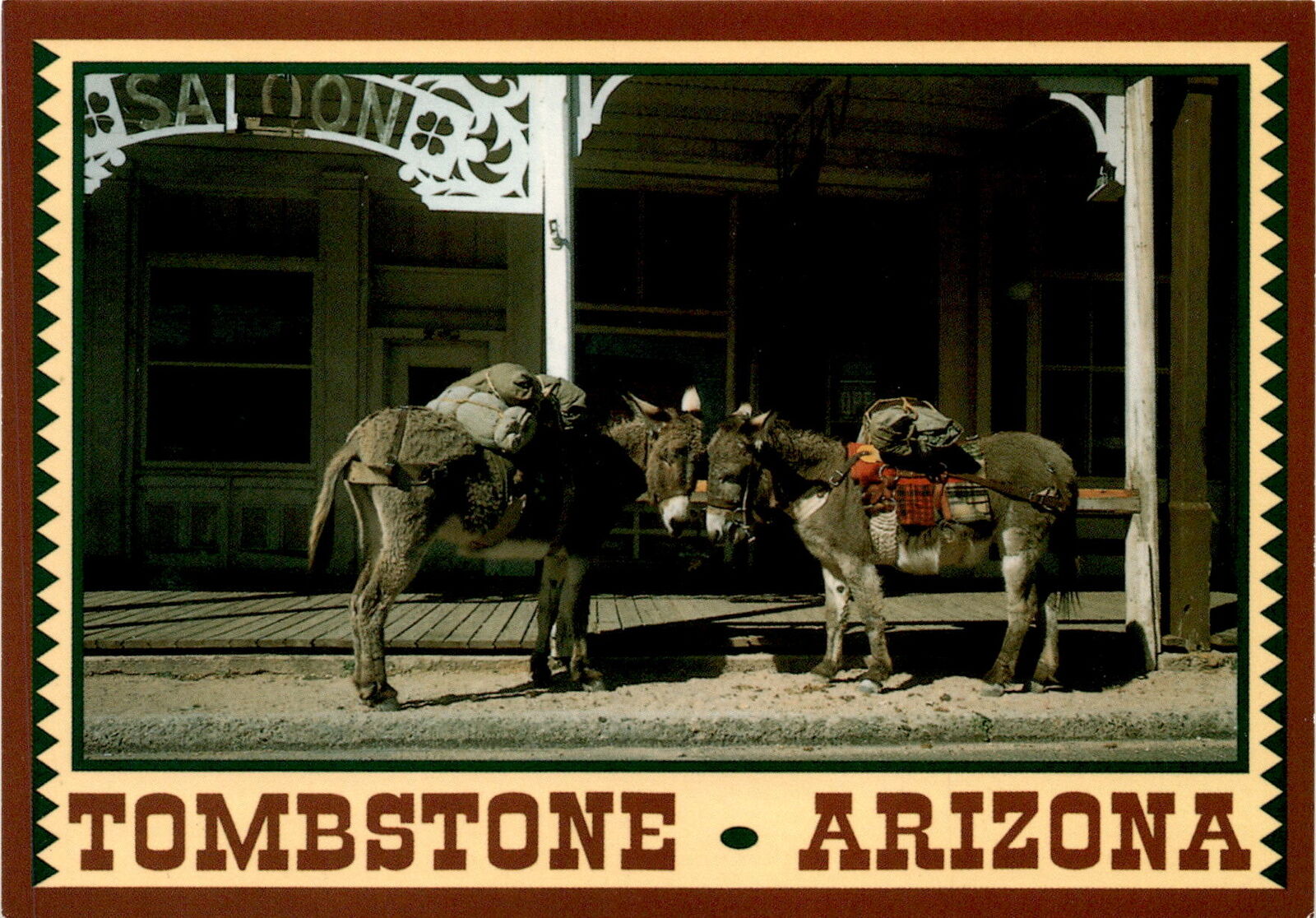 burros Freddie Mary Lucky Cuss Saloon Tombstone Arizona Jack H postcard