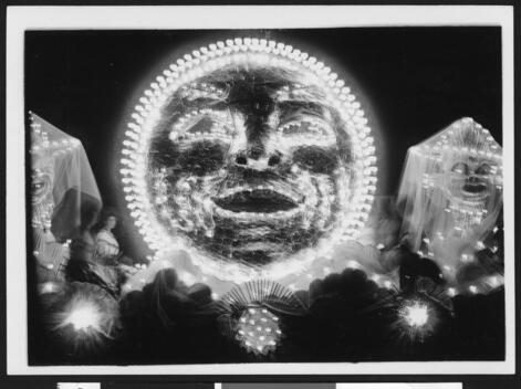 Illuminated Faces In Shriners Electrical Parade Float 1910 California Old Photo