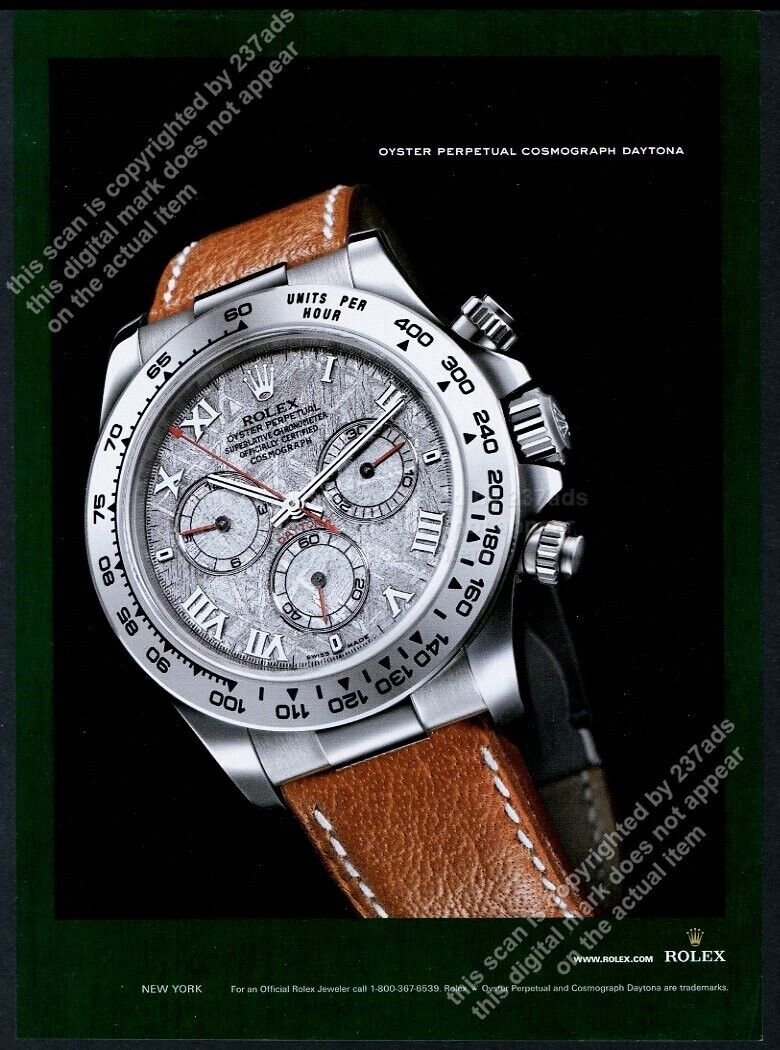 2005 Rolex Daytona meteorite dial watch photo vintage print ad