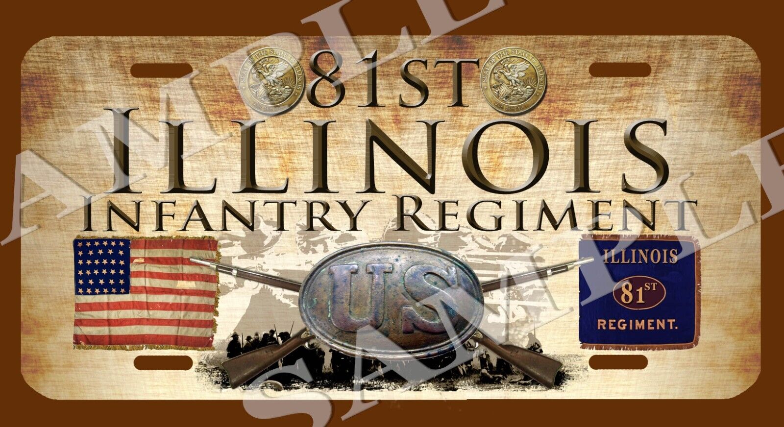 81st Illinois Infantry Regiment American Civil War Themed vehicle license plate