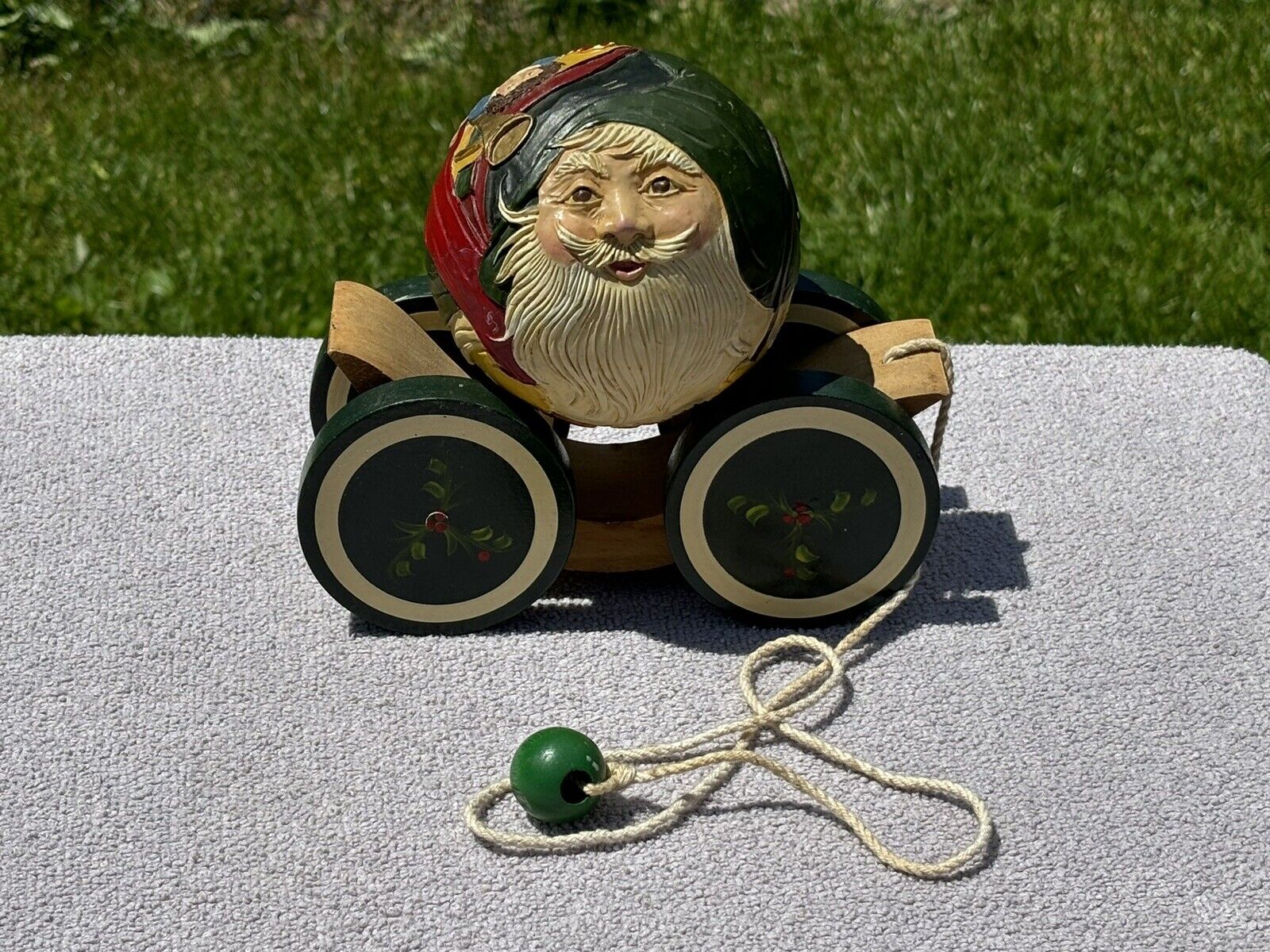 BRIERE Folk Art Pull Toy 1993 SIGNED Old Fashioned Santa Ball & Cart 530/1000 LE