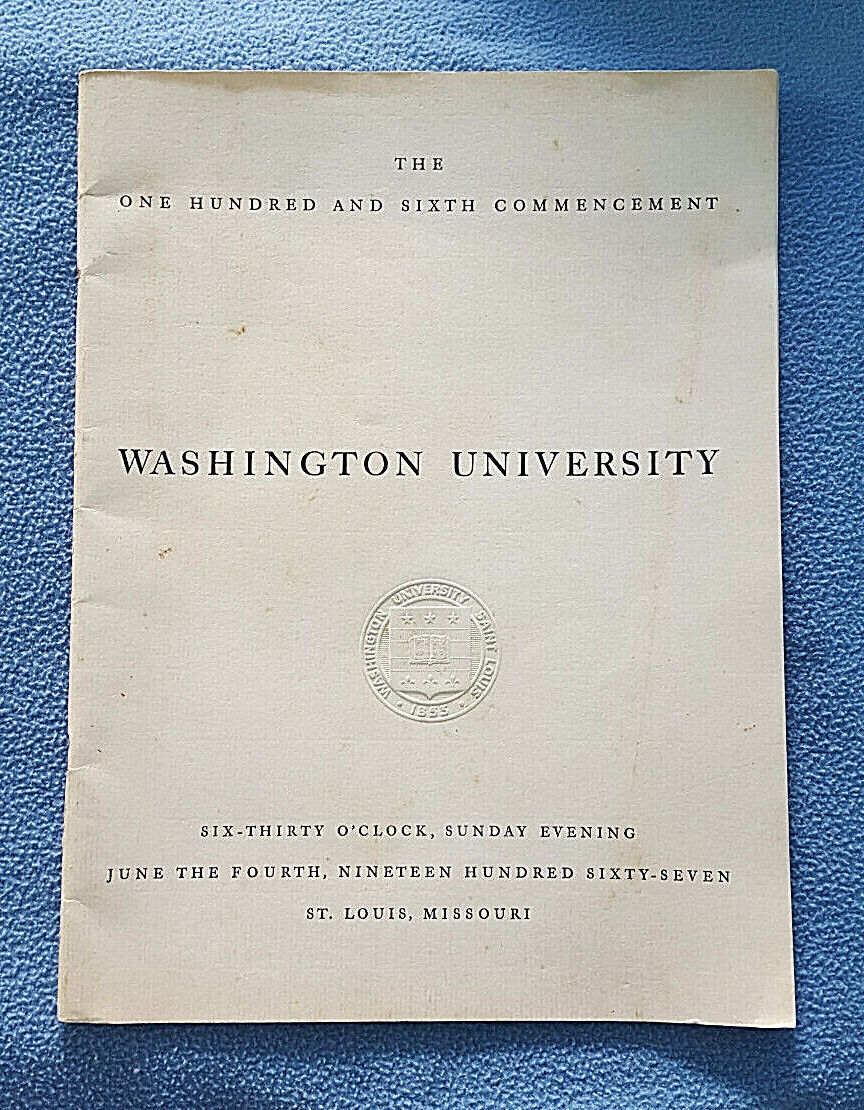 1967 Washington University St. Louis Commencement Program 40 Pgs of Grads’ Names
