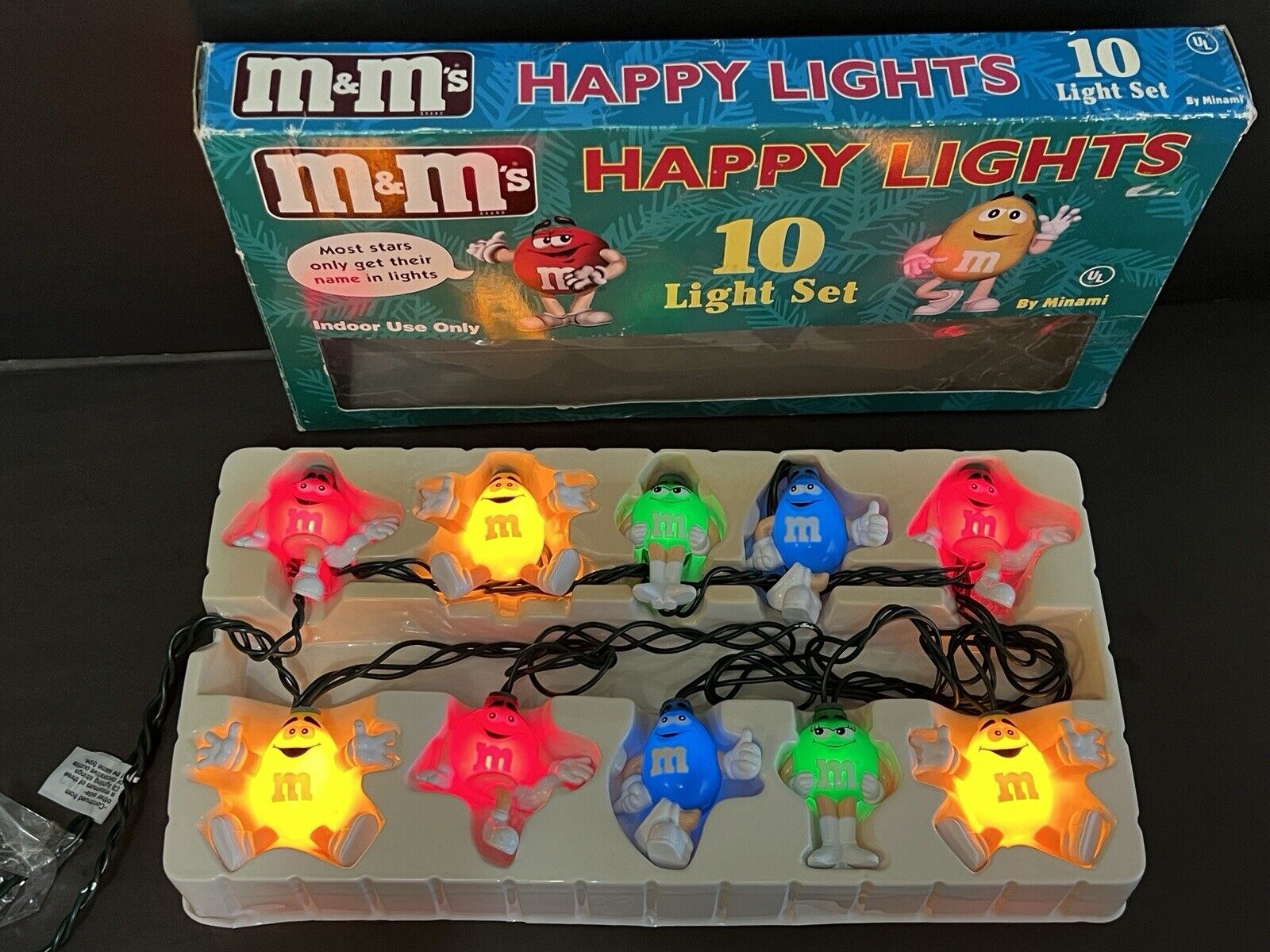 Vintage M & M\'s HAPPY LIGHTS - 10 Light Set,  Never Used