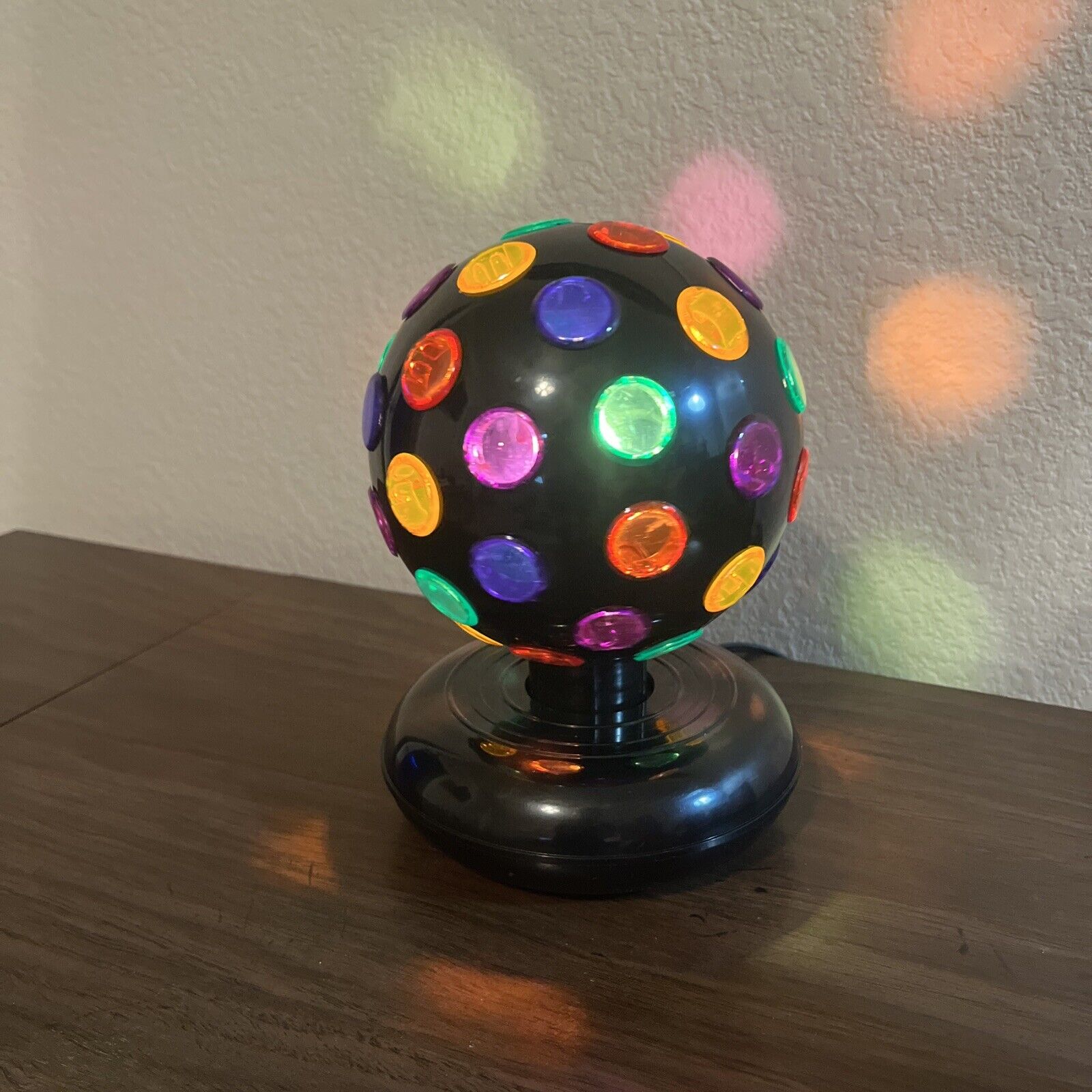 Vintage Disco Light Rotating Ball Multicolored Spinning Tabletop 1990s