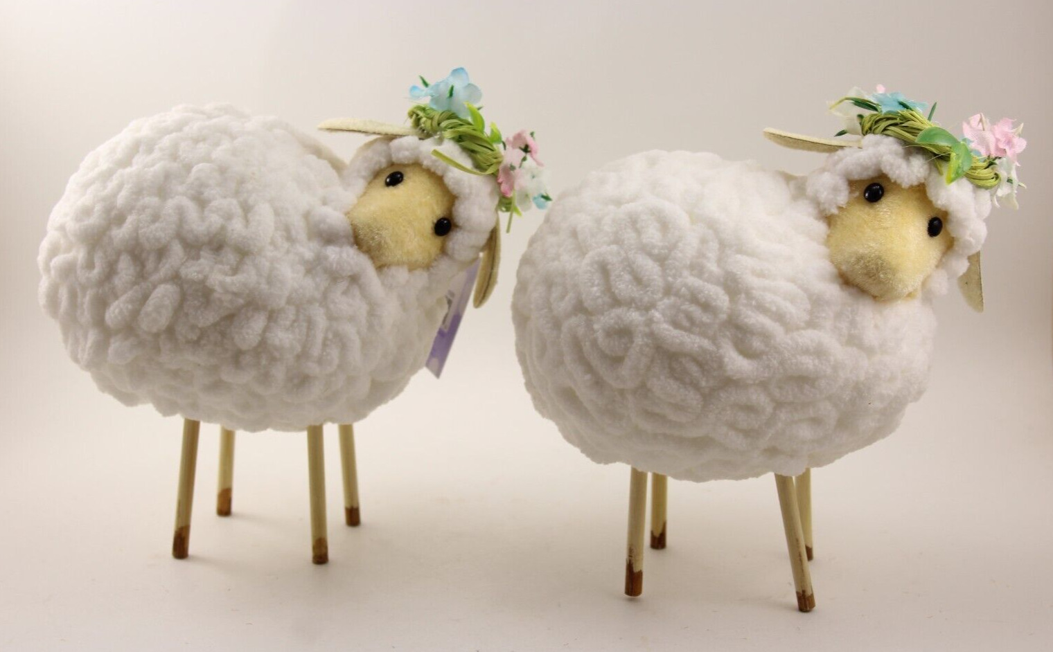 2 Wooly Felted LAMB Figures Shelf sitters White Sheep Family Easter Decor Kohls