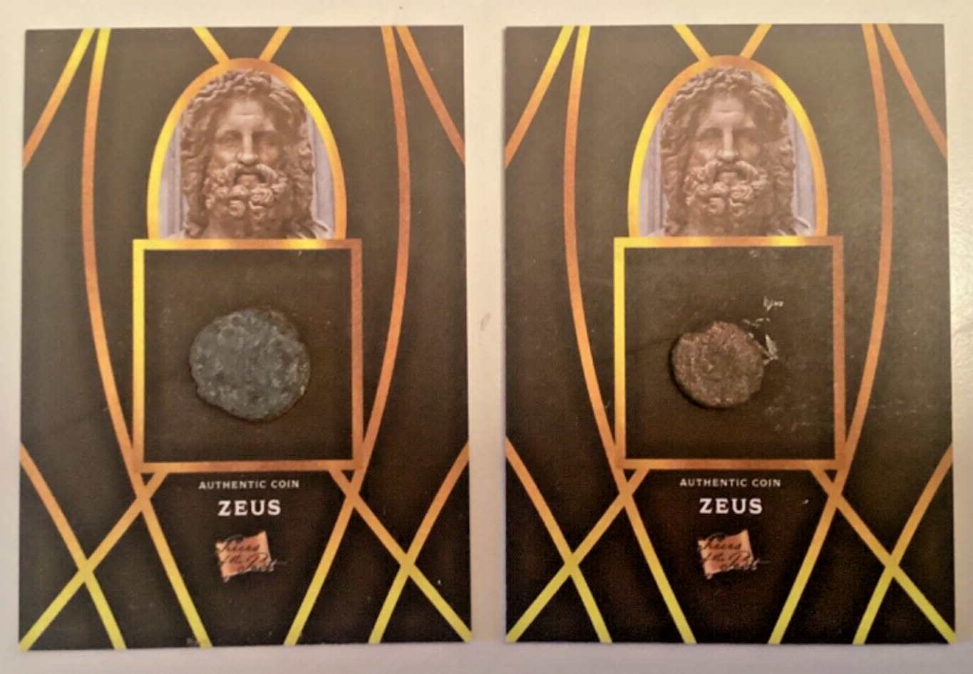 2 ZEUS ANCIENT COINS of ONLY 95 PIECES OF THE PAST - like leaf metal pop century