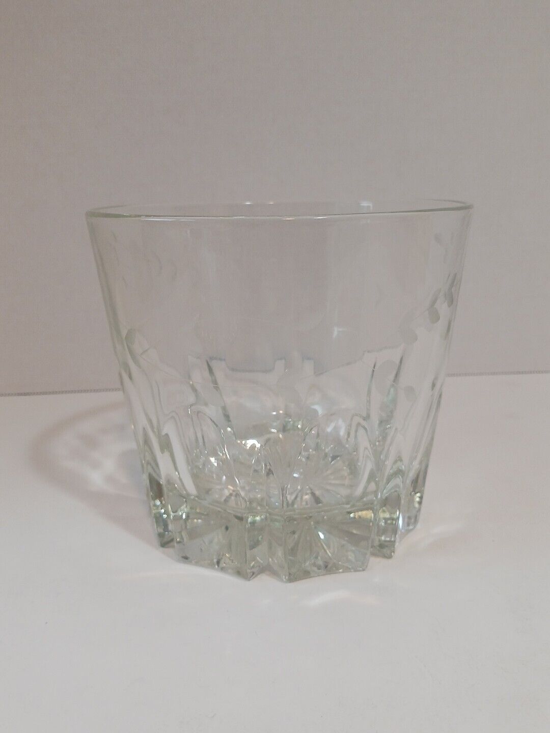 Vintage Glass Ice Bucket Princess House Heritage Etched Leaves 