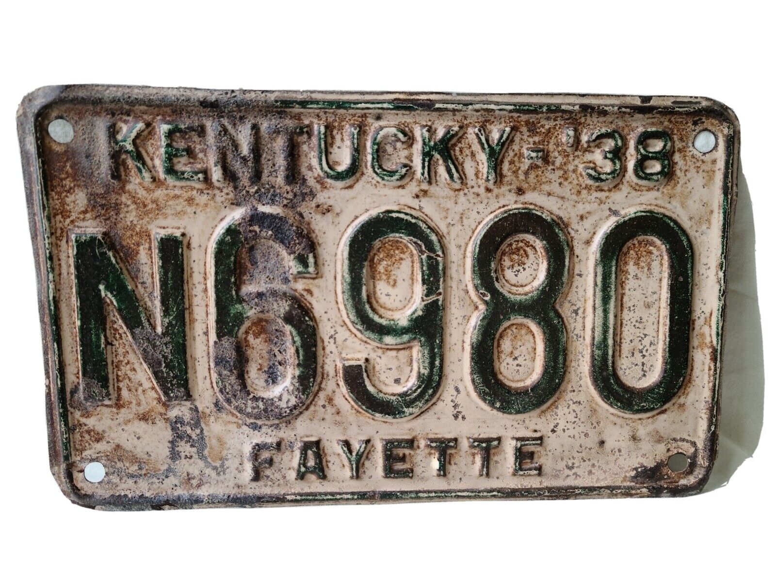 Vintage 1938 Kentucky Fayette County License Plate