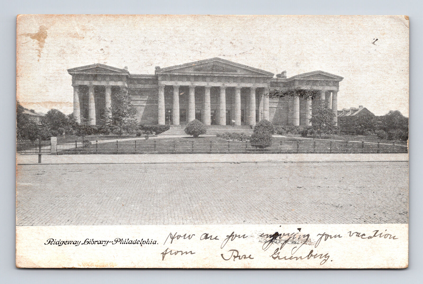 1907 Ridgeway Library Philadelphia PA UDB Postcard