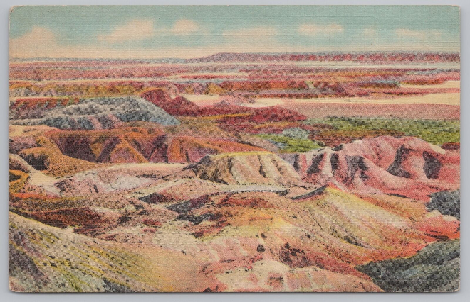 Linen~Air View Painted Desert Arizona~Vintage Postcard