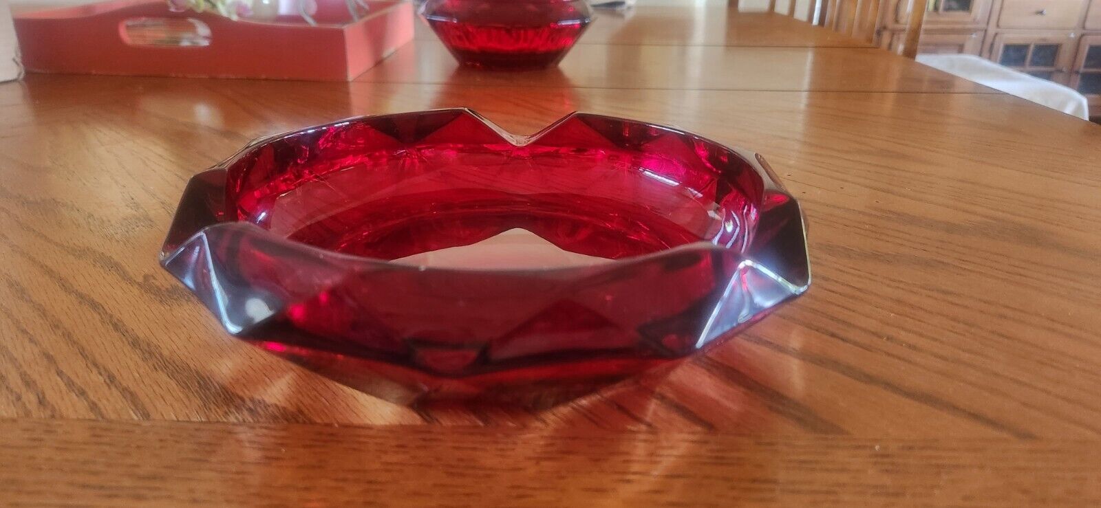 Ruby Red Vintage Glass Ashtray