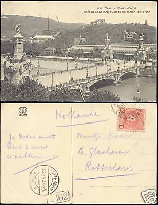 spain SAN SEBASTIAN Puente de Maria Cristina 1909 Stamp