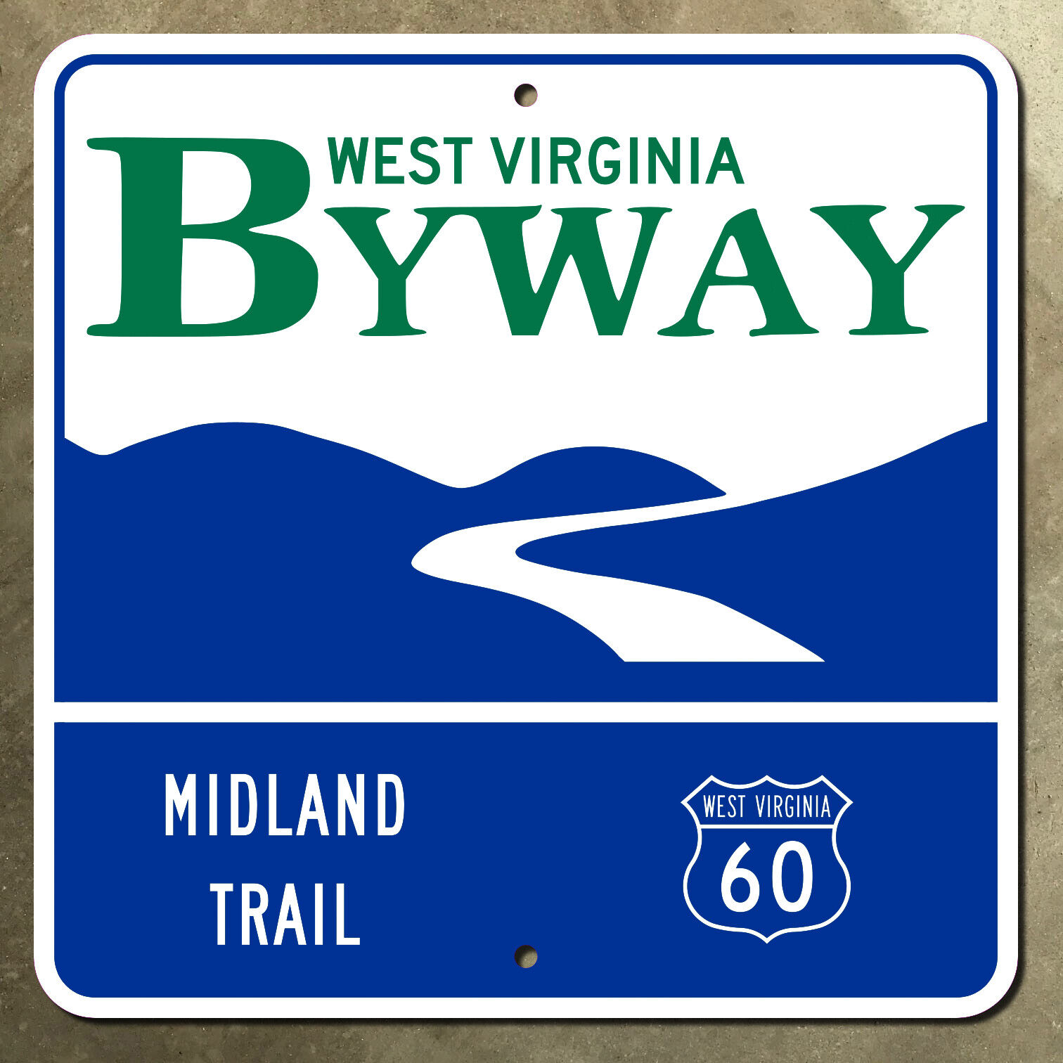 Midland Trail highway marker US 60 road sign West Virginia byway scenic 16x16